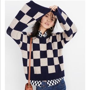 Madewell Cardiff checkerboard crewneck sweater